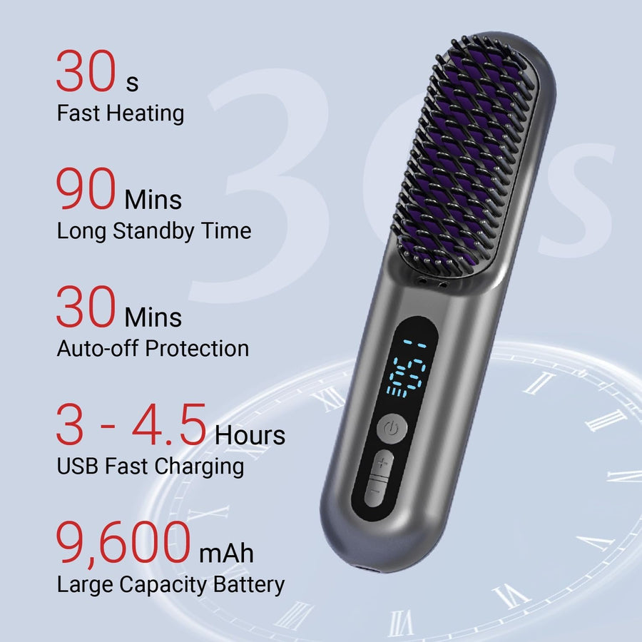2-in-1 Cordless Hair Straightener Brush | فرشاة فرد الشعر اللاسلكية 2 في 1