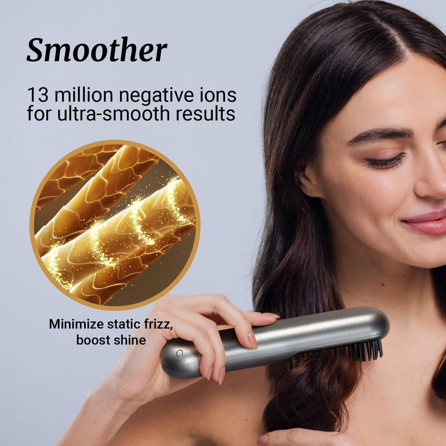 2-in-1 Cordless Hair Straightener Brush | فرشاة فرد الشعر اللاسلكية 2 في 1