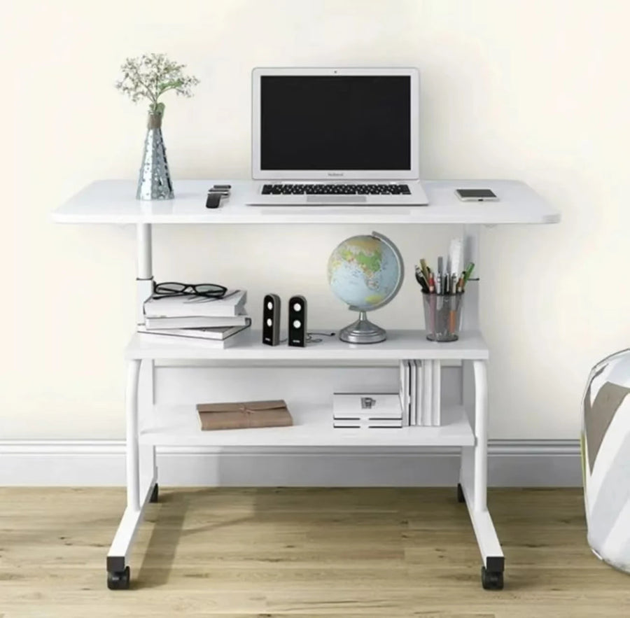 Movable Laptop Desk Wooden Height-adjustable Computer Desk Simple Storage Computer Table with Wheel