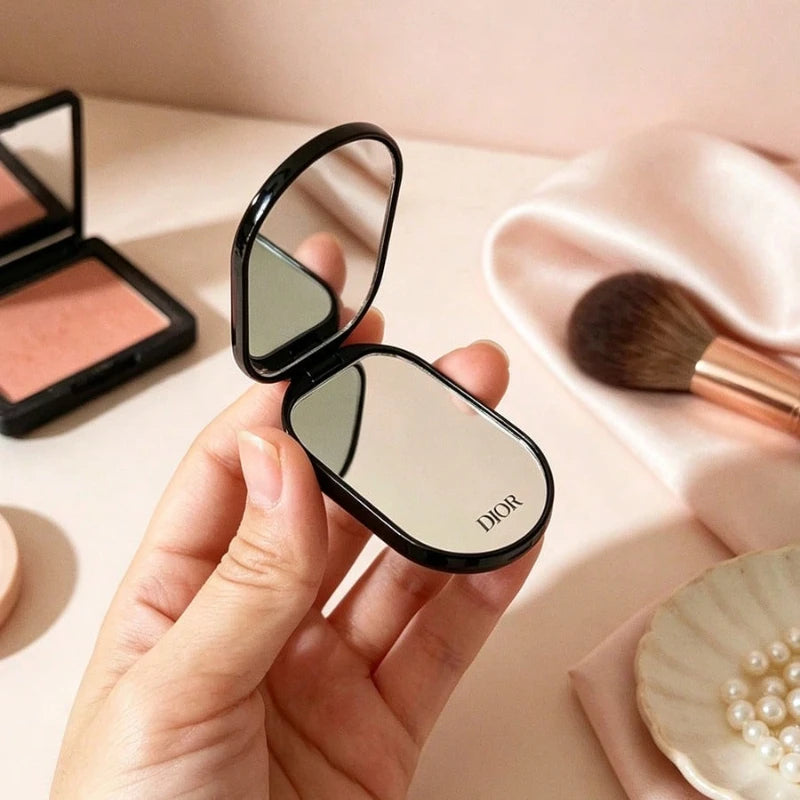 Dior Inspired Foldable Phone Stand with Mirror | 2-in-1 Phone Holder & Makeup Mirror | White, Black, Pink