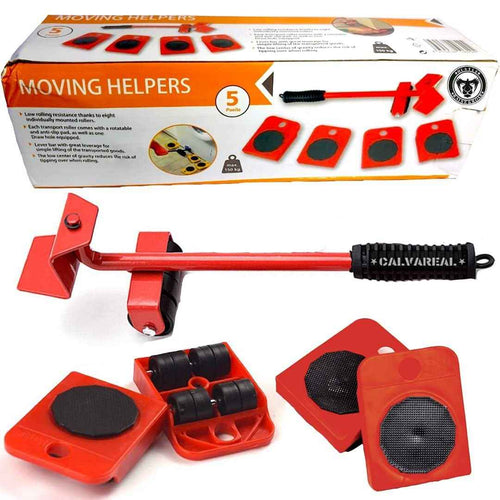 Furniture Mover Roller Set with Lifting Bar | 5-Piece Heavy Duty Moving Helper Kit | أداة تحريك الأثاث