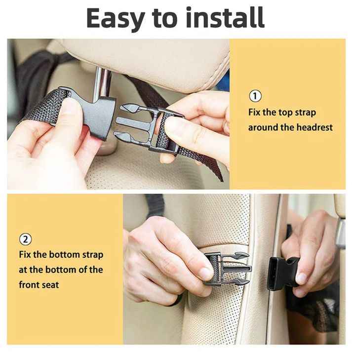 Car Seat Back Storage Bag – Polyester Organizer, Hook-Type Installation
