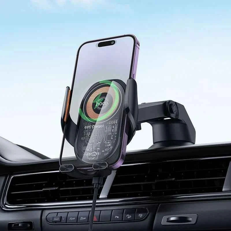 Hoco โ Wireless Charging Car Holder 15W Auto-Clamp