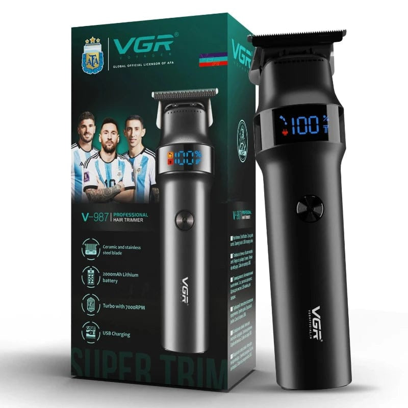 VGR Hair Trimmer Professional Men's Hair Trimmer Rechargeable Household LED Digital Display Cordless Electric Hair Trimmer V-987