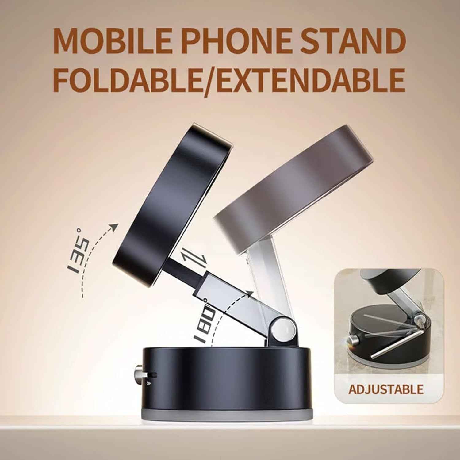 Foldable Vacuum Magnetic Car Phone Holder – 360° Rotatable Dashboard Mount