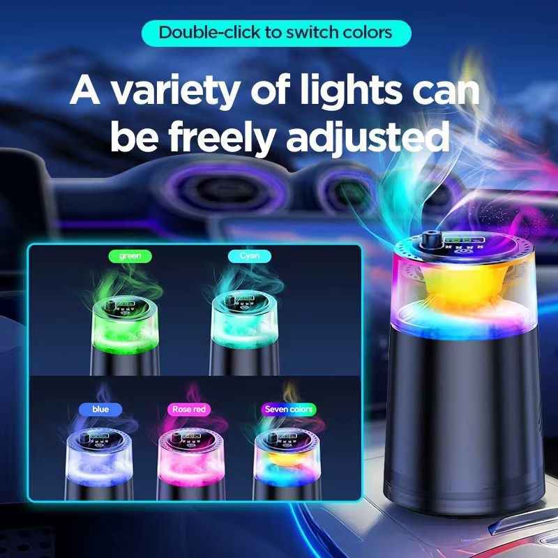 Smart Car Air Freshener – RGB Light & Fog Effect Aromatherapy Diffuser
