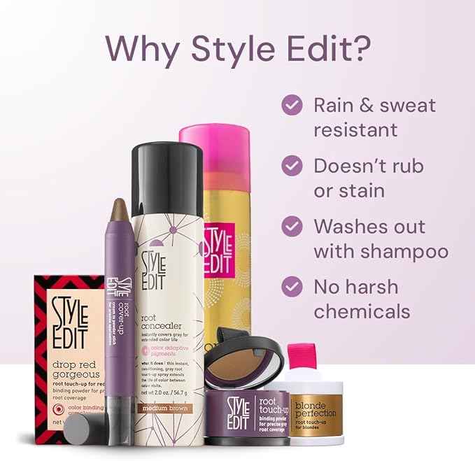 Style Edit Root Cover Up Stick – Black, Instant Touch-Up for Hair Roots