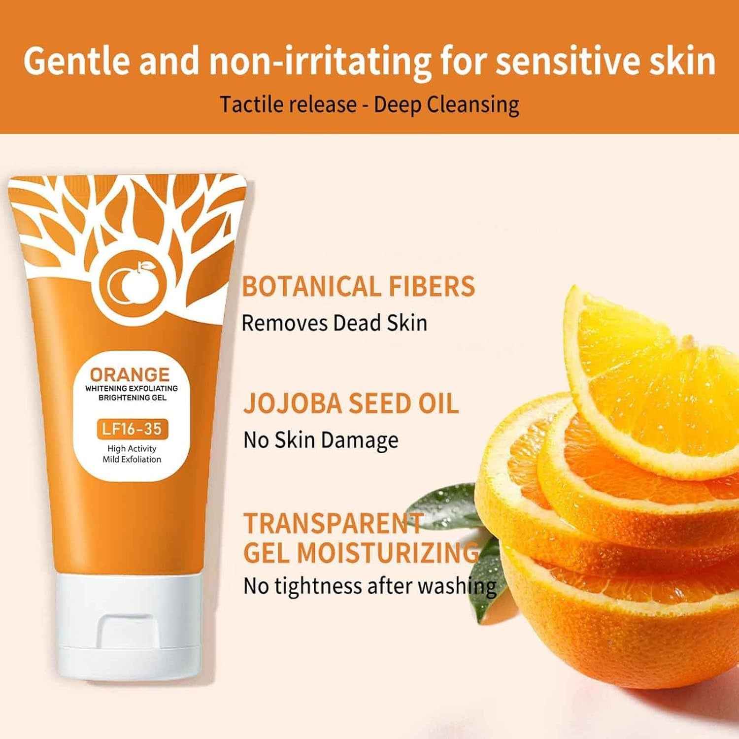 Orange Exfoliating Gel for Face & Body – Deep Pore Cleanse & Brightening