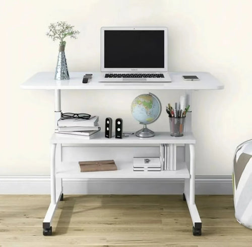Movable Laptop Desk Wooden Height-adjustable Computer Desk Simple Storage Computer Table with Wheel