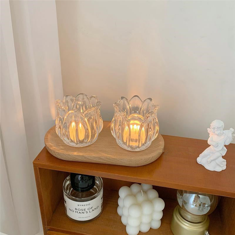 Glass Tulip Candle Holder
