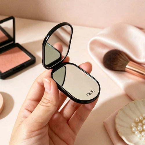 Dior Inspired Foldable Phone Stand with Mirror | 2-in-1 Phone Holder & Makeup Mirror | White, Black, Pink alternate view