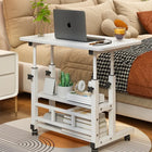 Movable Laptop Desk Wooden Height-adjustable Computer Desk Simple Storage Computer Table with Wheel 4
