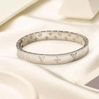 Gold Monogram Floral Engraved Bangle Bracelet 2