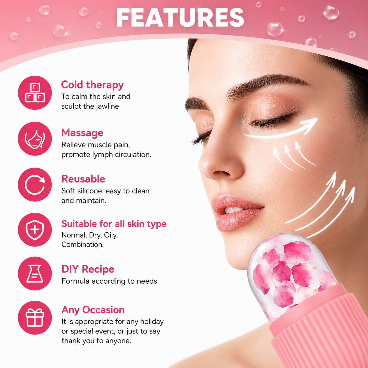Face Glow Ice Roller - Cooling Facial Massager - Majlismart