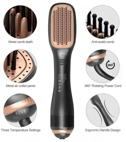 Joy Professional 2-in-1 Hair Styling Brush | Hot Air Dryer & Hair Straightener