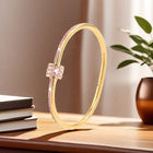 Gold-Plated Bangle with Green Crystal Accents 2