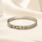 Silver Monogram Floral Engraved Bangle Bracelet 2