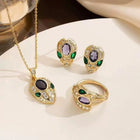 Bvlgari Serpenti Inspired 3-Piece Jewellery Set | Gold Snake Pendant, Earrings & Ring | Crystal Pavé 1
