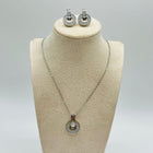 Bvlgari Inspired Circle Pendant Necklace & Earrings Set | Gold-Tone Crystal Pavé Jewellery 2