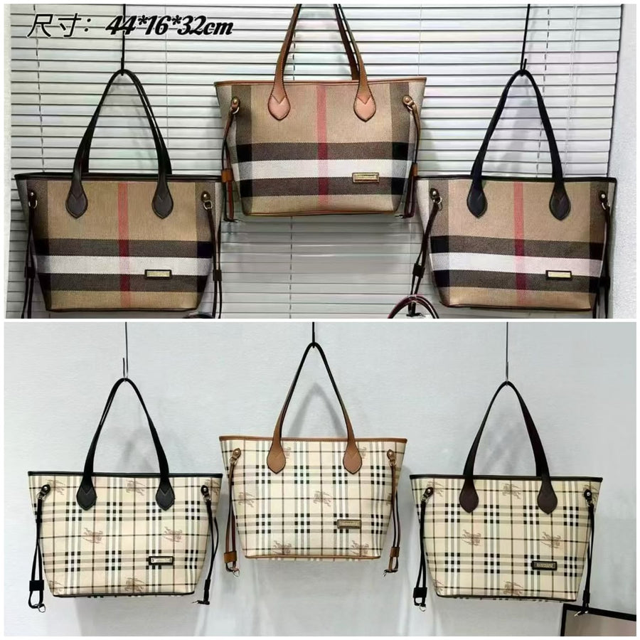 Burberry Inspired Tote Shopper Bag | Classic Check Design | 46×16×29cm