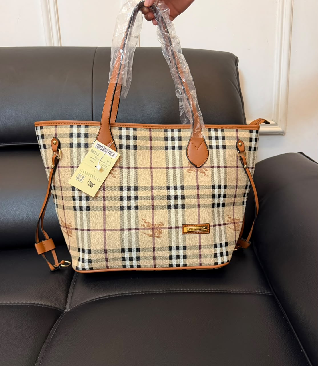 Burberry Inspired Tote Shopper Bag | Classic Check Design | 46×16×29cm