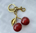 Coach Inspired Cherry Keychain | Glitter Resin Cherries & Gold Hardware | Bag Charm 3
