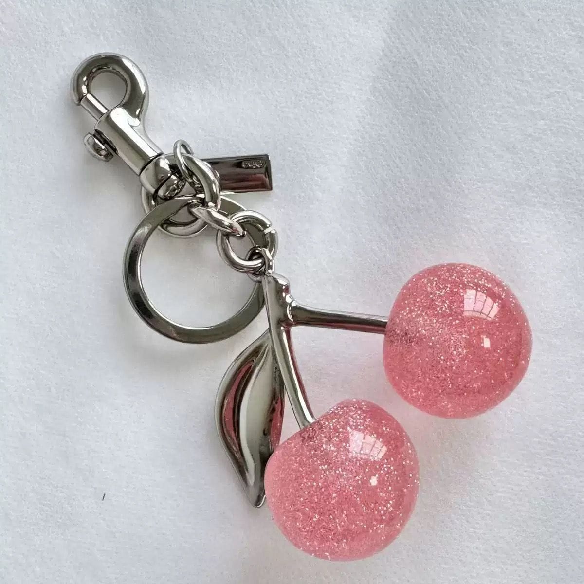 Coach Inspired Cherry Keychain | Glitter Resin Cherries & Gold Hardware | Bag Charm