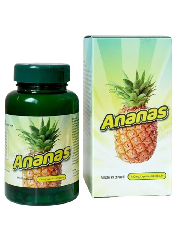 Pineapple Supplement 450mg Capsules 50 Count Metabolism & Digestive Support Herbal Formula Made in Brazil