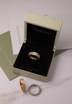 Van Cleef & Arpels Perlée Inspired 3-Row Diamond Ring | Gold, Rose Gold & Silver | Crystal Pavé Band 1