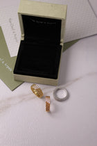 Van Cleef & Arpels Perlée Inspired 3-Row Diamond Ring | Gold, Rose Gold & Silver | Crystal Pavé Band 4