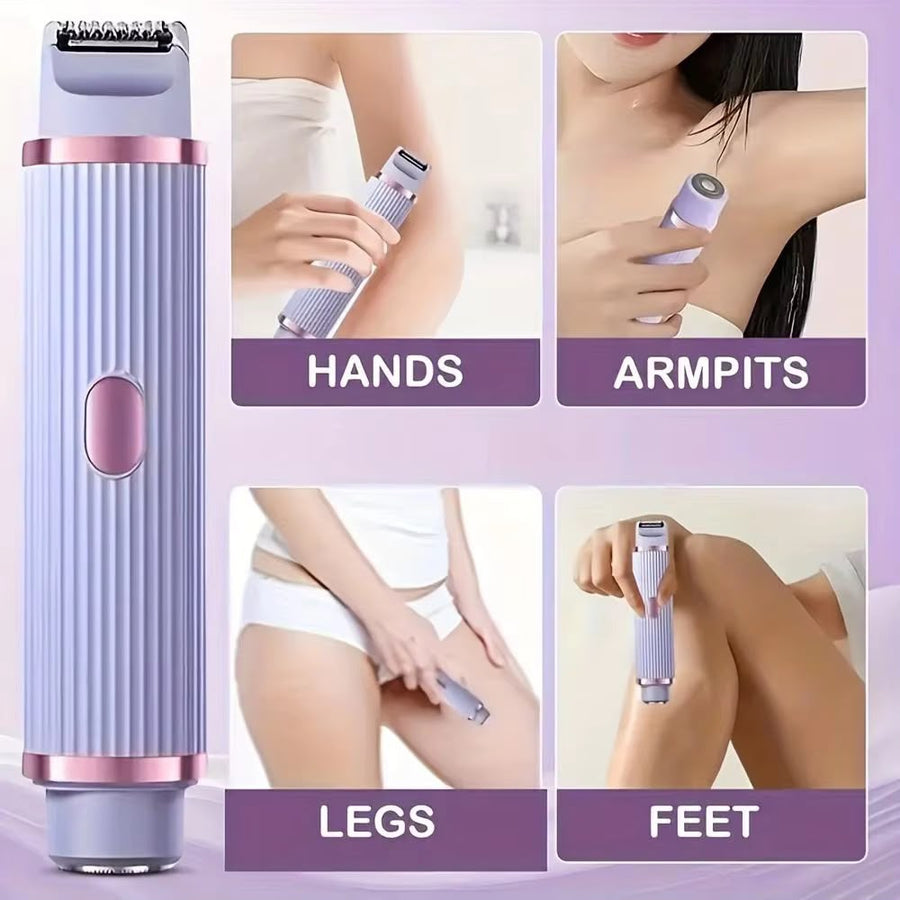 2-in-1 Dual-Head Electric Body Shaver for Face & Body - Pink