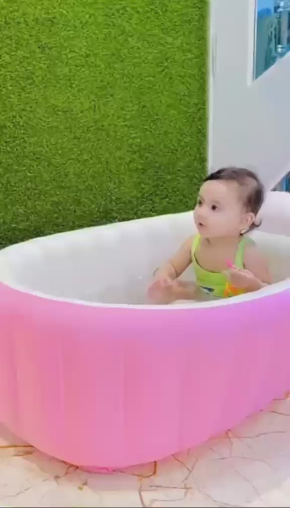 Inflatable Baby Bathtub | Foldable Anti-Slip Tub with Water Line & Big Drain | حوض استحمام قابل للنفخ للأطفال