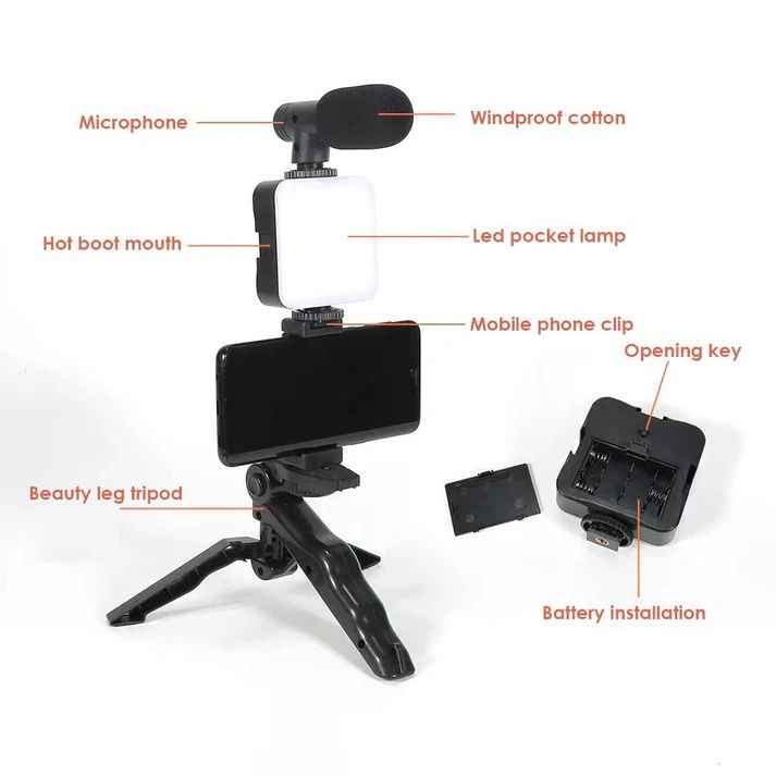 Smartphone & Camera Vlogging Studio Kit – Cold Shoe Mount, Multi-Angle Rig