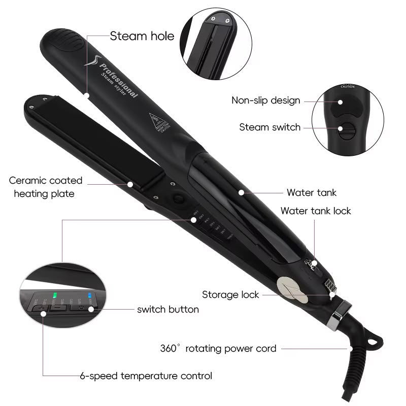 Professional Hair Straightener Flat Iron | Fast Heating Ceramic Plates | مكواة تمليس الشعر الاحترافية